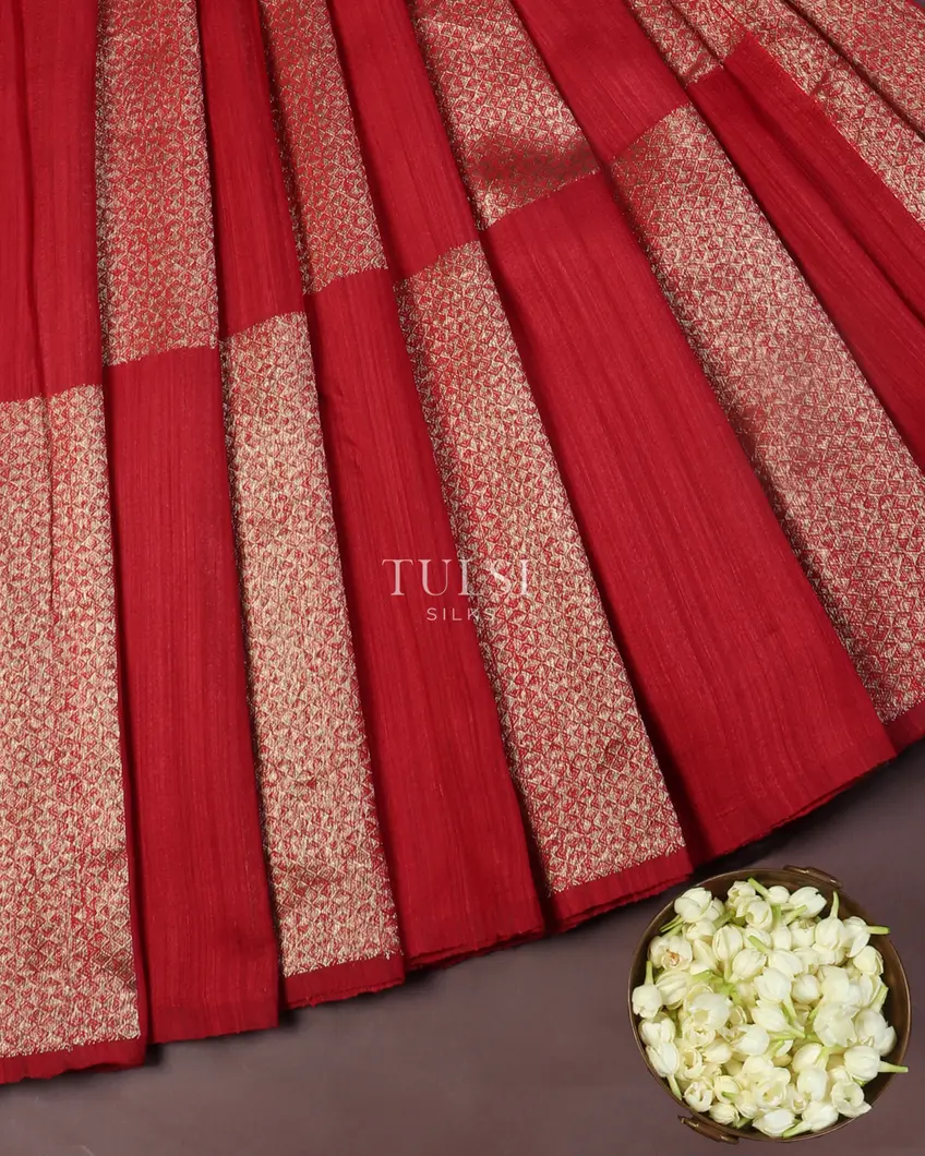 Red Banaras Tussar Saree T547969-image