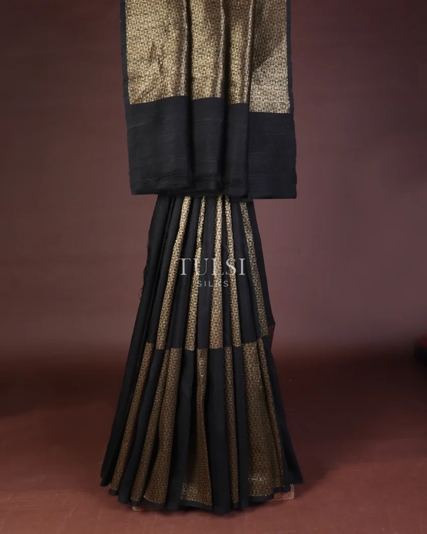 Black Banaras Tussar Saree T5479722