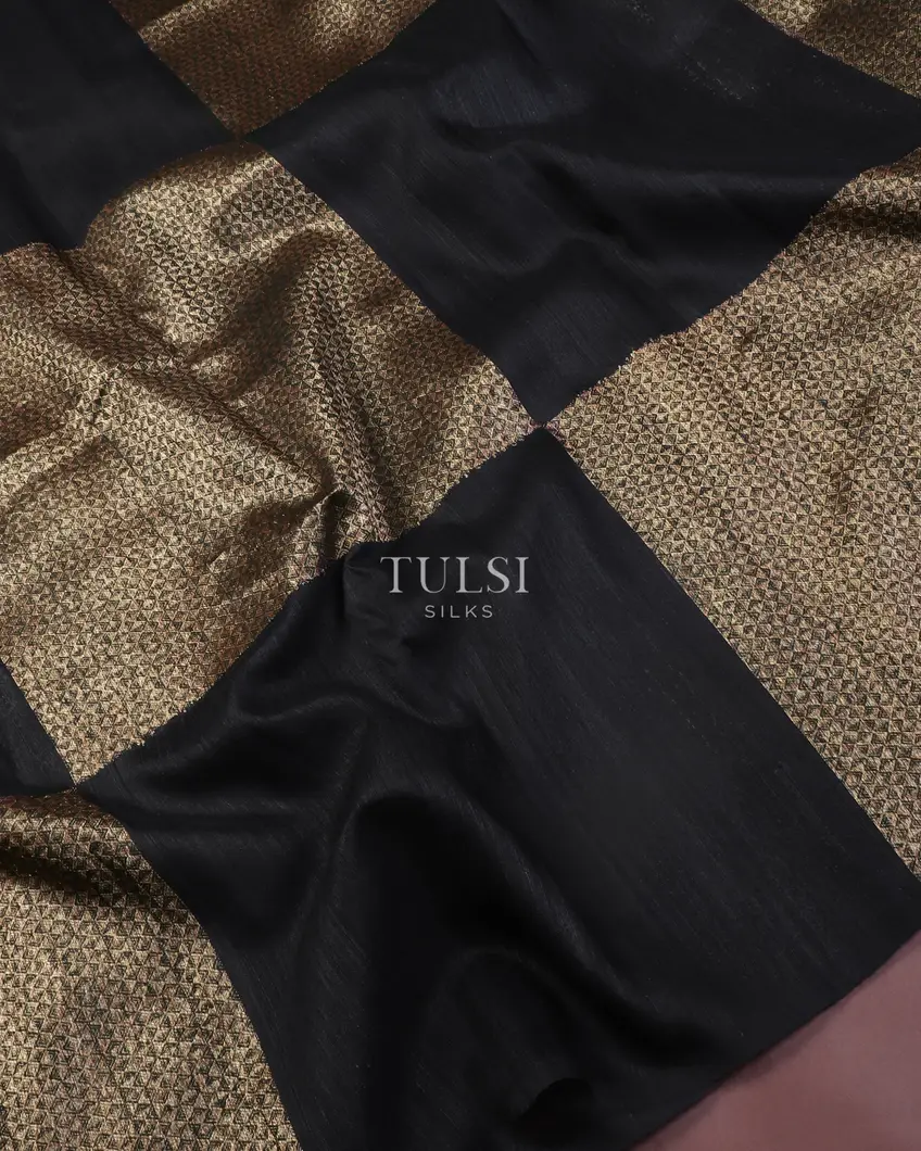 Black Banaras Tussar Saree T5479724