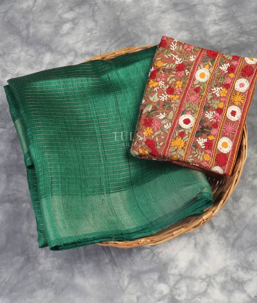 Green Woven Tussar Saree T541310-image