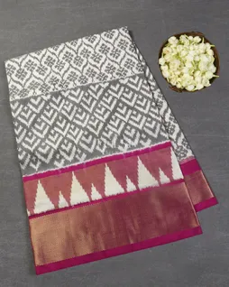 Grey Ikat Silk Saree T5452171