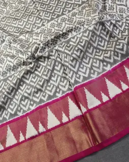 Grey Ikat Silk Saree T5452175