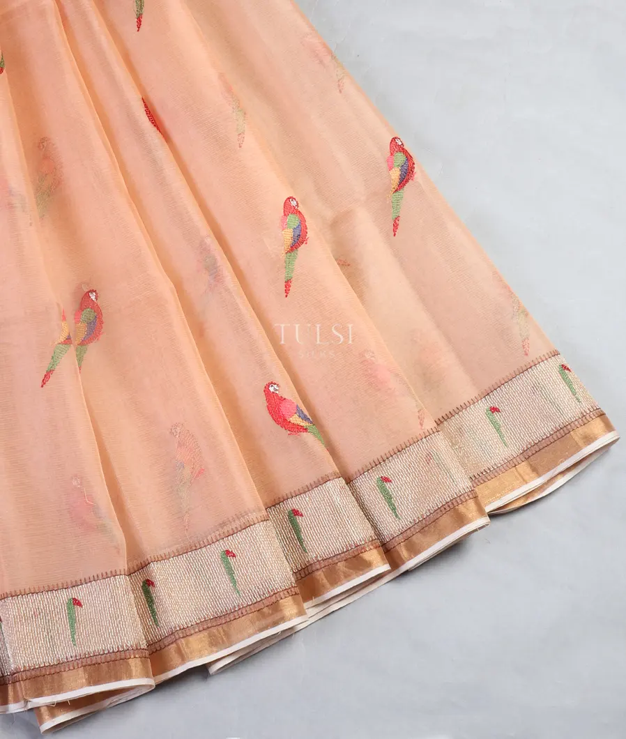 Peach Kora Organza Embroidery Saree T548100-image
