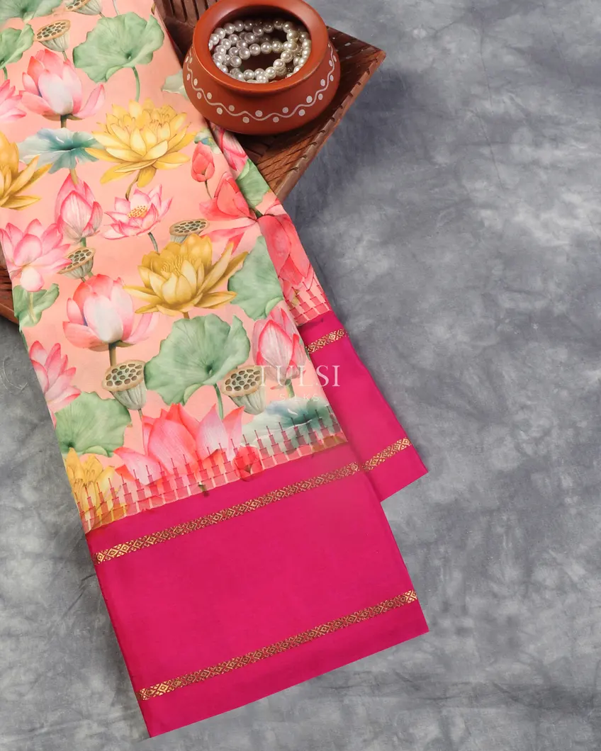 Pink Printed Soft Silk Saree T547128-image