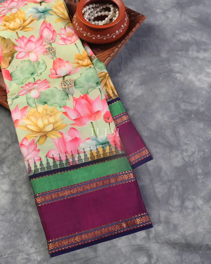 Green Printed Soft Silk Saree T547119-image