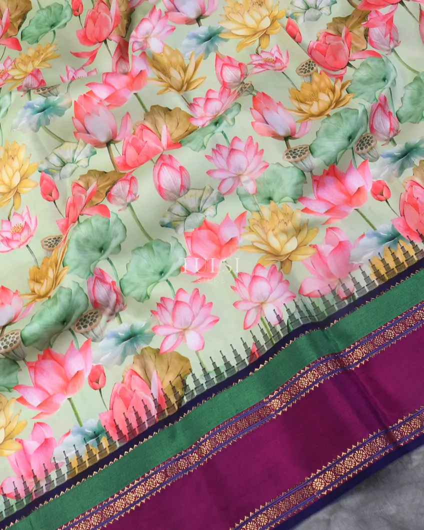 Green Printed Soft Silk Saree T5471194