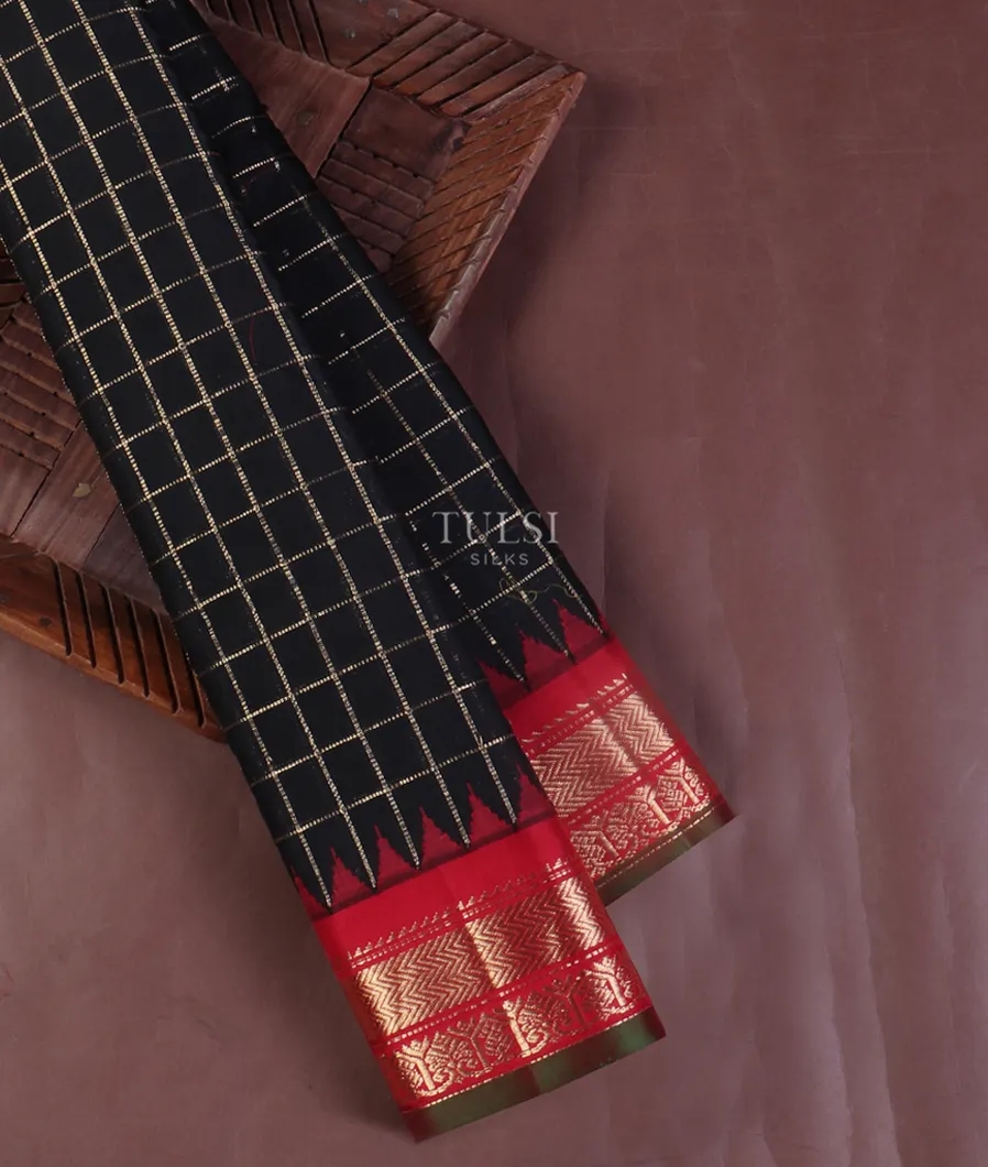 Black Gadwal Cotton Saree T546097-image