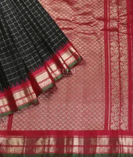 Black Gadwal Cotton Saree T5460972