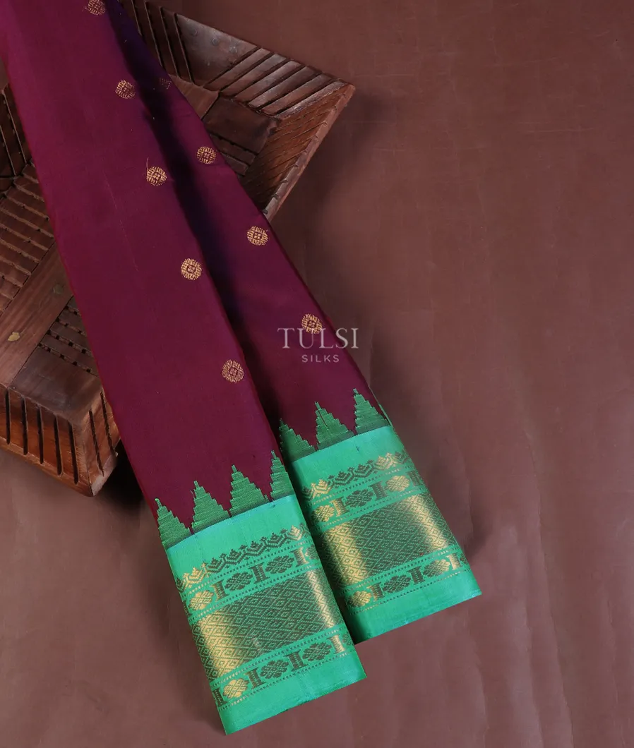 Reddish Purple Gadwal Silk Saree T546077-image