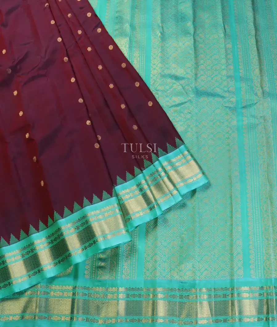 Reddish Purple Gadwal Silk Saree T5460772