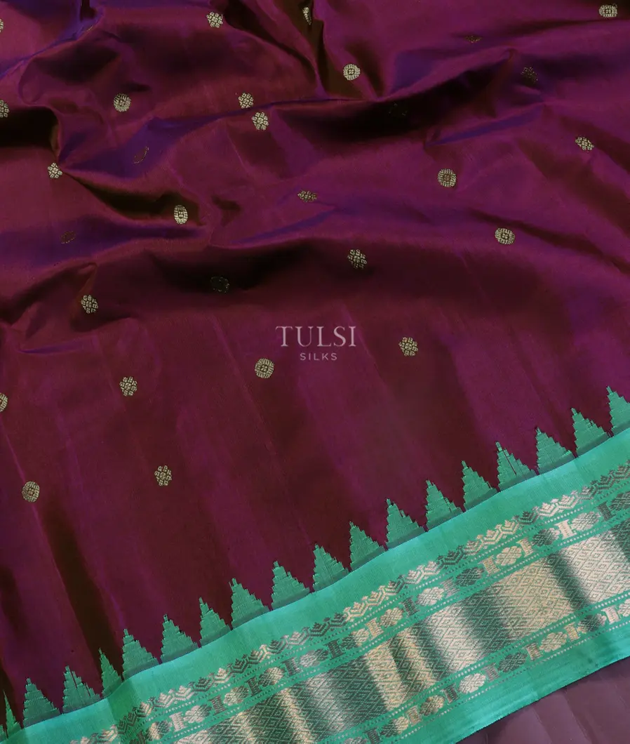 Reddish Purple Gadwal Silk Saree T5460774