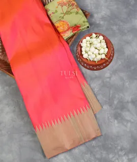 Pinkish Orange Kanjivaram Silk Saree T5492601