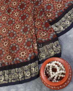 Brown Gajji Silk With Ajrakh  Printed Saree T4830832