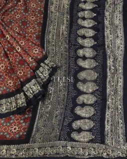 Brown Gajji Silk With Ajrakh  Printed Saree T4830835