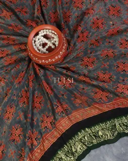 Grey Gajji Silk With Ajrakh  Printed Saree T4830824