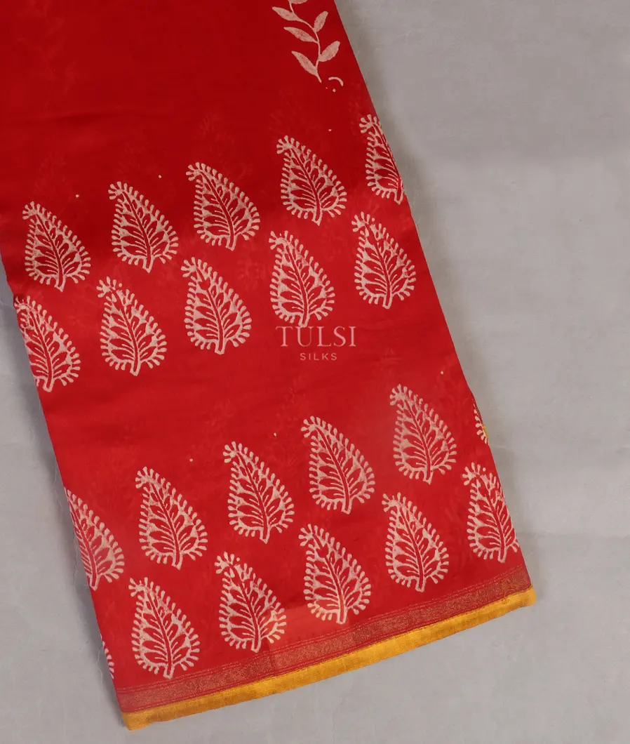 Red Soft Printed Cotton Saree T542248-image