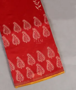 Red Soft Printed Cotton Saree T5422481