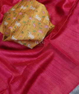 Pink Woven Tussar Saree T5413085
