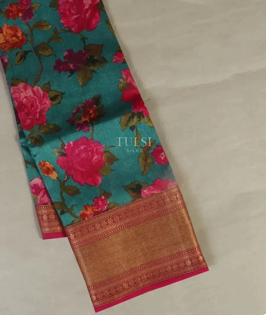 Peacock Blue Chaniya Silk Saree T551427-image