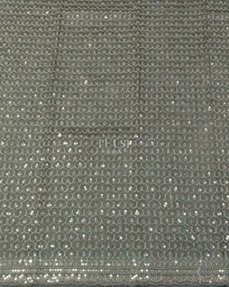 Bluish Grey Tissue Tussar Embroidery Saree T5430433