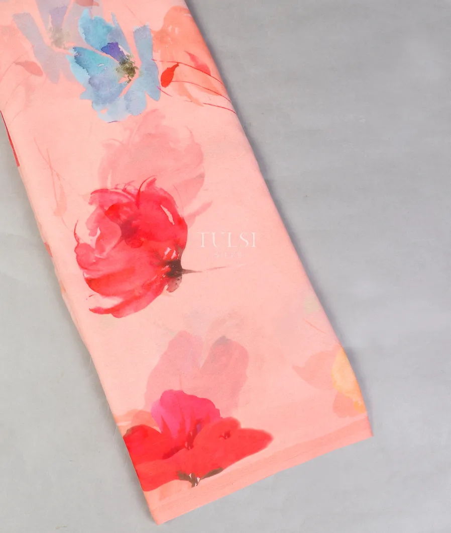 Peach Chiffon Silk Saree T469938-image