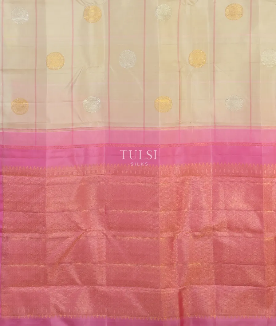 Cream Kanjivaram Silk Saree T4862164