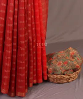 Red Woven Tussar Saree T4923382