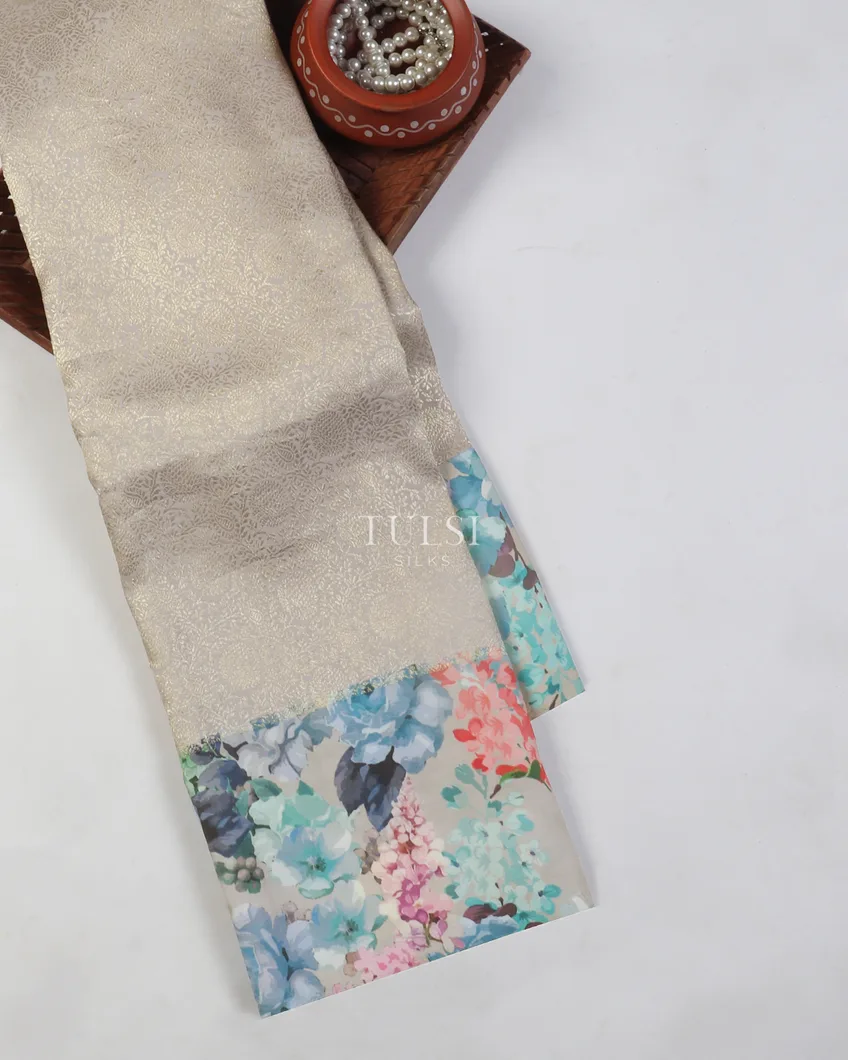 Grey Printed Kanjivaram Silk Saree T548854-image