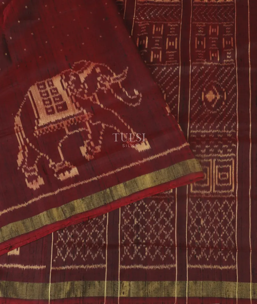 Maroon Patola Silk Saree T5512284