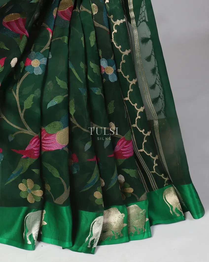 Sea Green Banaras Kora Organza silk | AbirabyBeena