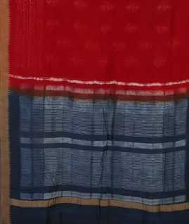 Red Printed Cotton Saree T5345074