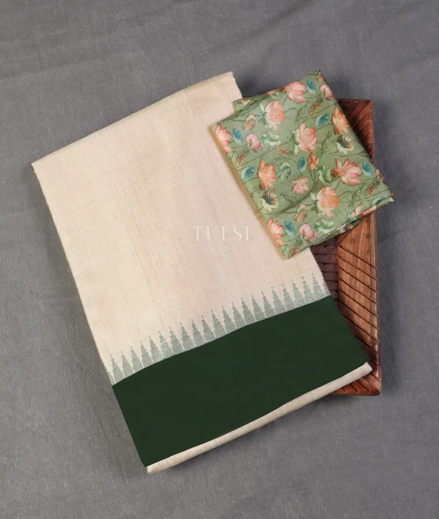 Beige Woven Tussar Saree T551528-image