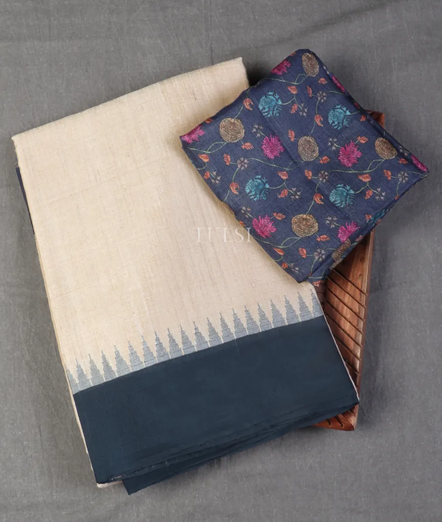 Beige Woven Tussar Saree T551526-image