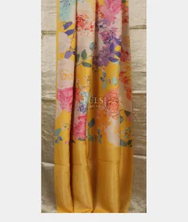 Yellow Tussar Printed Saree T5120772