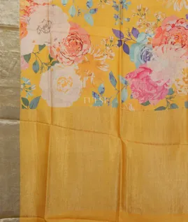 Yellow Tussar Printed Saree T5120774
