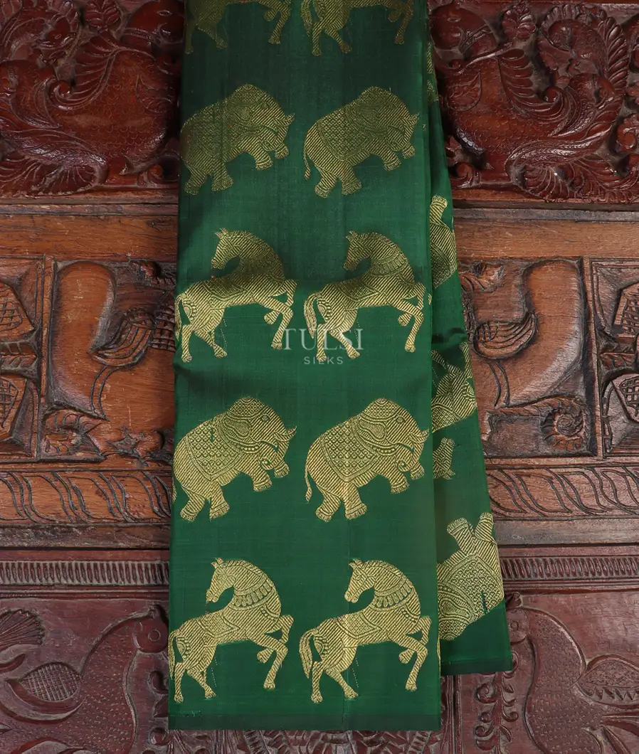 fcity.in - Rajawadi Elegant Elephant Design Cotton Silk Saree Haathi Border  /