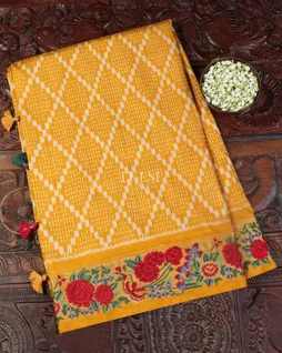Yellow Ikat Silk Saree T5510231