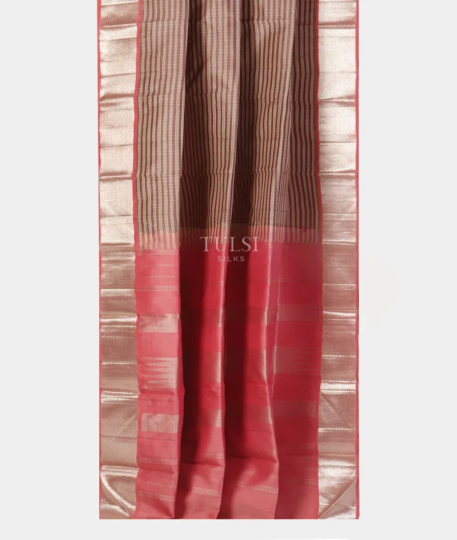 Beige And Mauve Pink Kanjivaram Silk Saree T5492122