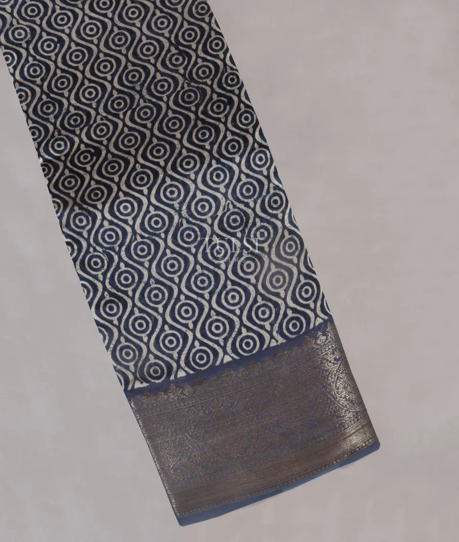 Blue Soft Printed Cotton Saree T544201-image
