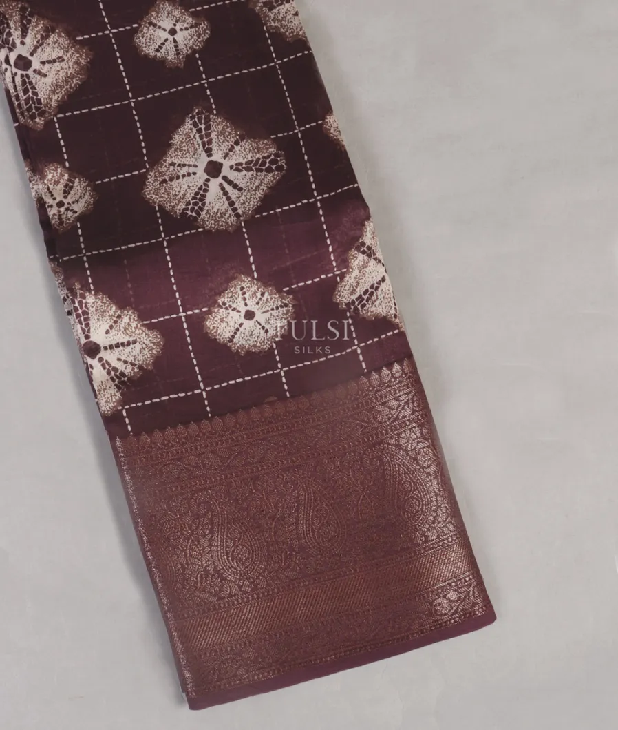 Burgundy Soft Printed Cotton Saree T544242-image