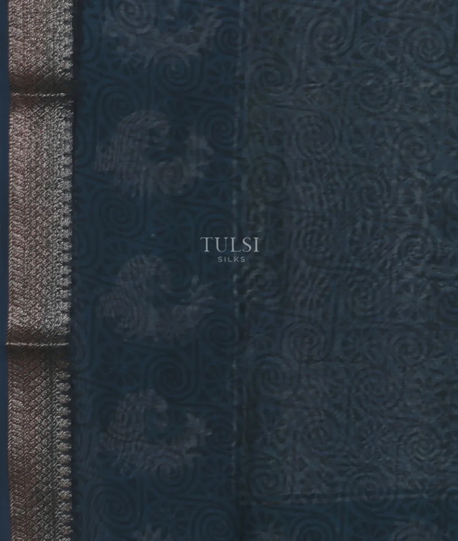 Blue And Off - White Soft Printed Cotton Saree T5442253