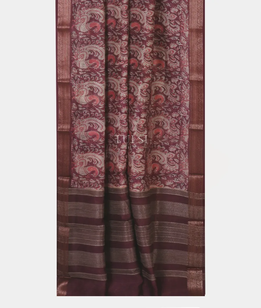 Purple Soft Printed Cotton Saree T5442462