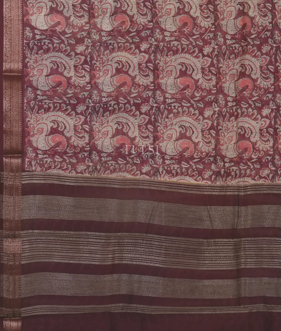 Purple Soft Printed Cotton Saree T5442464