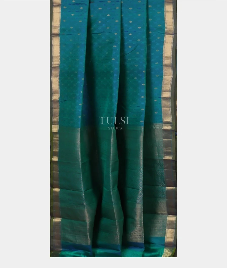 Peacock Blue Soft Silk Saree T5396842
