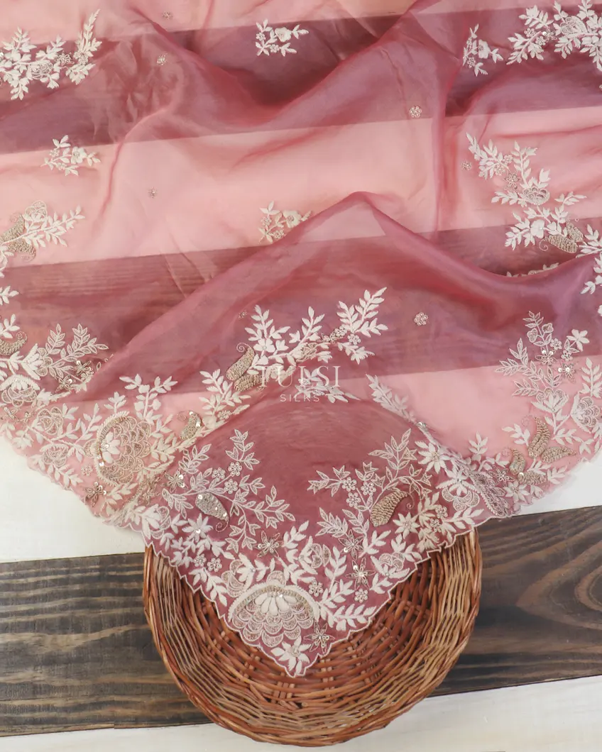 Pink Kora Organza Embroidery Saree T547208-image