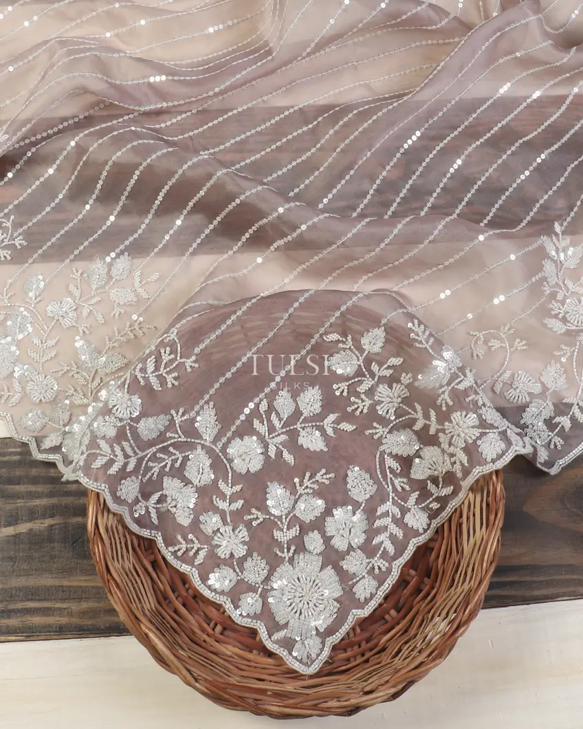 Grey Kora Organza Embroidery Saree T547214-image