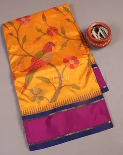 Yellow Soft Silk Embroidery Saree T5489861