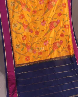 Yellow Soft Silk Embroidery Saree T5489865