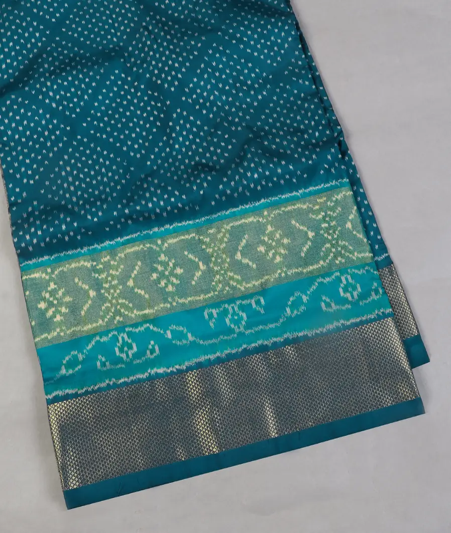 Peacock Blue Ikat Silk Saree T545234-image