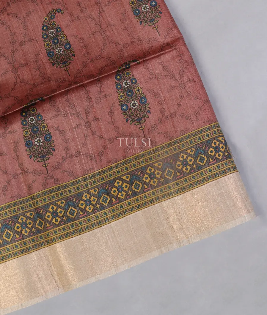 Pink Tussar Printed Saree T525069-image